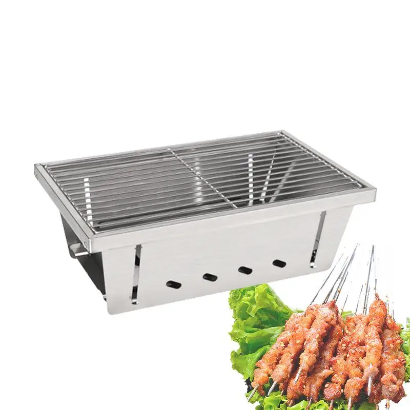 

Portable Grill Small Foldable Camping Fire Pit Heavy Duty Firepit Grill With Carry Bag Camping Cooking Set For Traveling Picnics