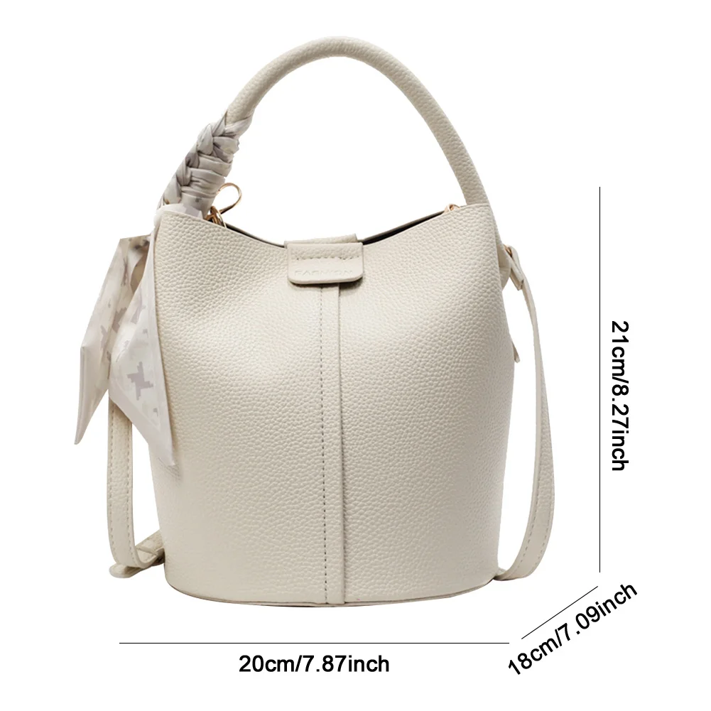 Women PU Leather Bucket Bag with Inner Pocket Mini Shoulder Messenger Bag Shoulder Handbags Purses for Work & Daily Use