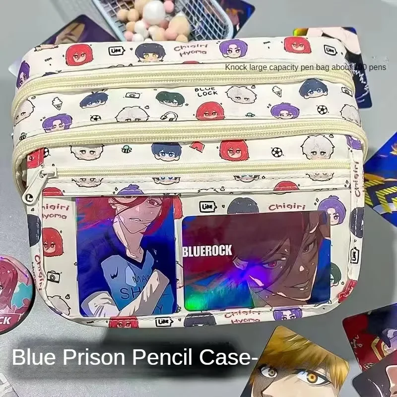 Large Capacity Clamshell Creative Pencil Case - BLUE LOCK Isagi Yoichi Design Stationery Organizer