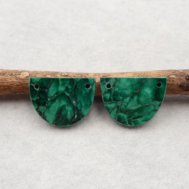 Semiprecious Natural Stone Malachite Double Holes Earrings Beads 20x15x3mm 5g Fashion Jewelry Accessories For Women