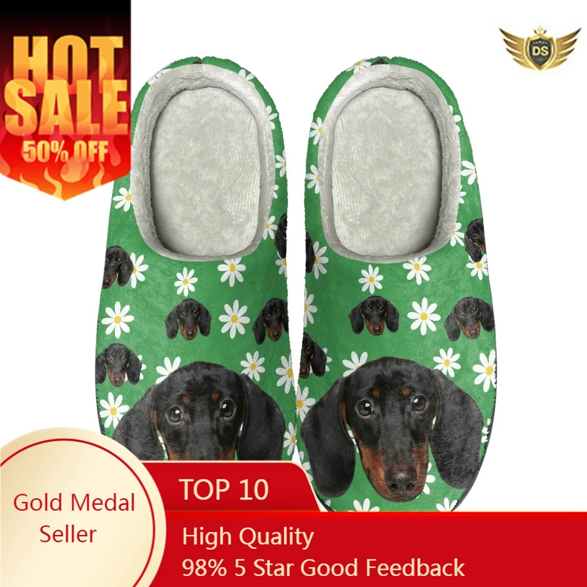 

Fashion Dachshund Pattern Indoor Slippers Autumn Winter Warm Couples Comfy Footwear Casual Non-Slip Cotton Slippers Drop Ship