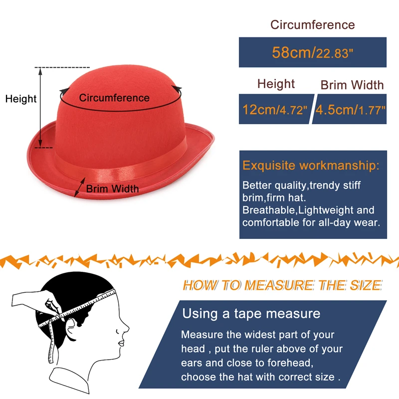 Elegant Black and Red Magician Bowler Hat