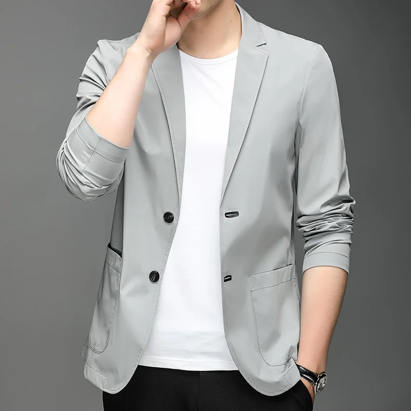 

Summer Ultra Lightweight Men Casual Sunscreen Jacket 2023 New Men Elastic Cool Comfortable Soft Single Breasted Suit Coat