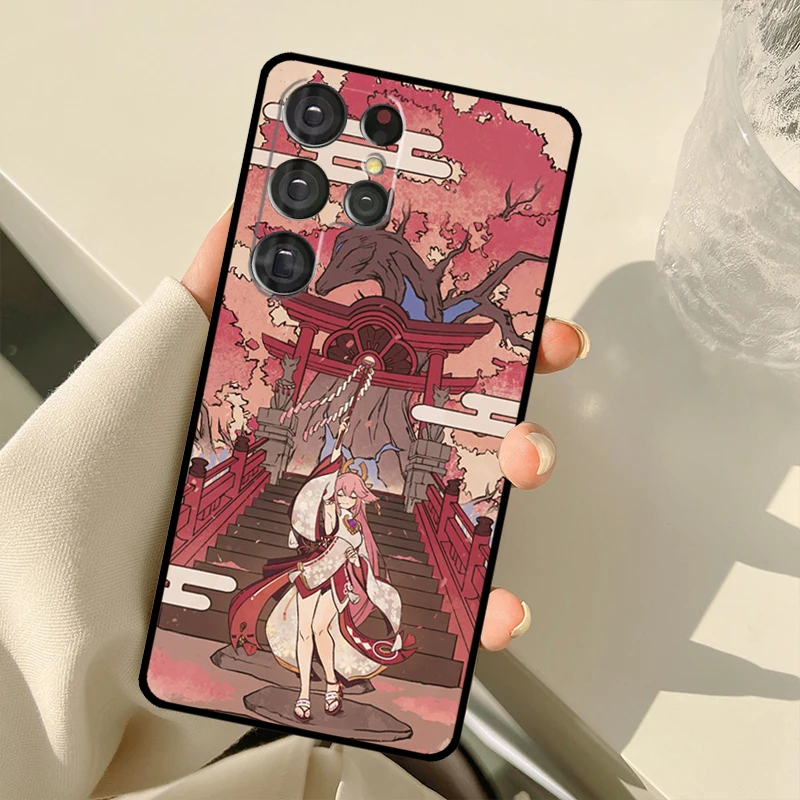Elegant Yae Miko Inspired Smartphone Protective Case