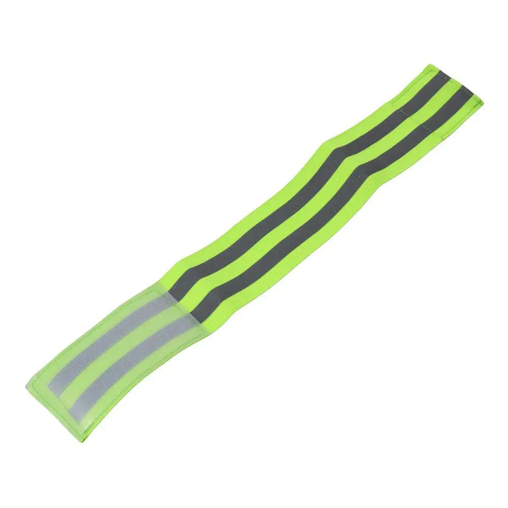 Nylon Night Reflective Waistband Adjustable Arm Strap Green Arm and Leg Straps Legband Visibility Belt for Outdoor Running