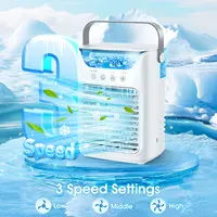 Climatiseur portable 3-en-1 : mini ventilateur, refroidisseur et humidificateur avec réservoir d'eau de 700 ml à remplissage par le haut et veilleuse 7 couleurs, minuterie 2/4/6 heures 3