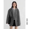 CHIC VEN Women's Woolen Coats Loose Casual Double Breasted Retro Double-sided Jacket Office Lady Outerwear Autumn Winter 2023 6