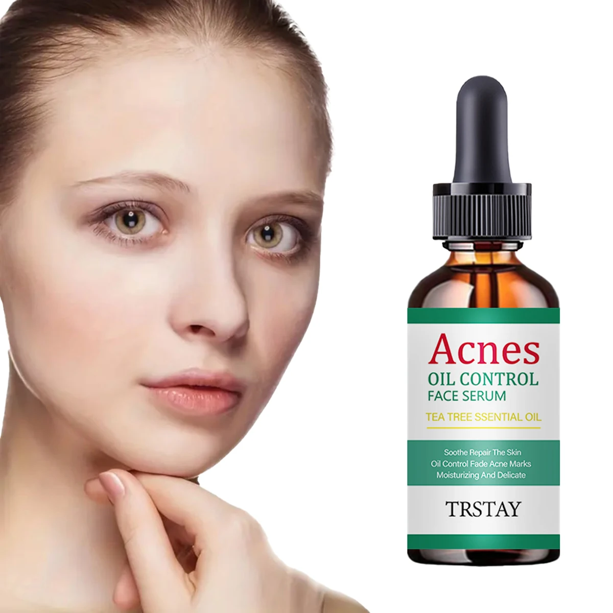 

TRSTAY tea tree facial essential oil soothes the skin, lightens acne scars, moisturizes and is delicate