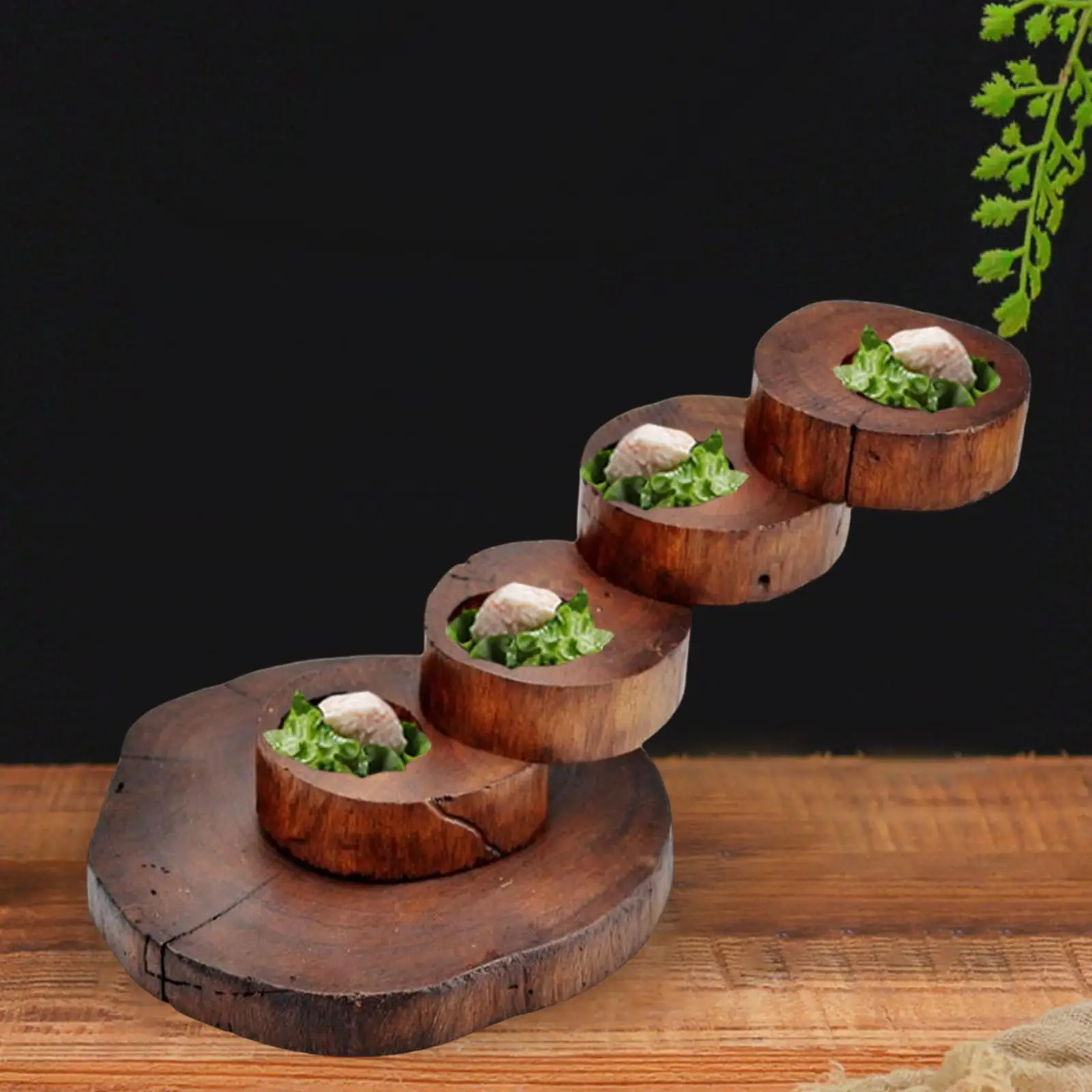 Japanese Wood Sushi Serving Tray Sushi Plate Dish Multi Tier Wooden Candle Holder for Restaurant Wedding Table Party Ornaments