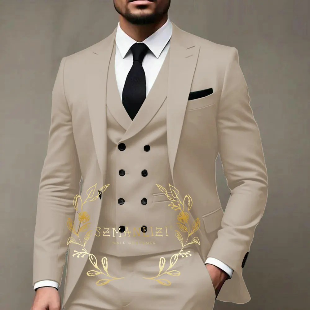 Costumes pour hommes vert clair 3 pièces marié coupe ajustée mariage bal fête smoking événements formels