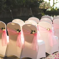 100 Pcs Organza Chair Sash Bow for Banquet Wedding Party Event Xmas Decoration Sheer Organza Fabric Supply 18cm*275cm Chair knot 2