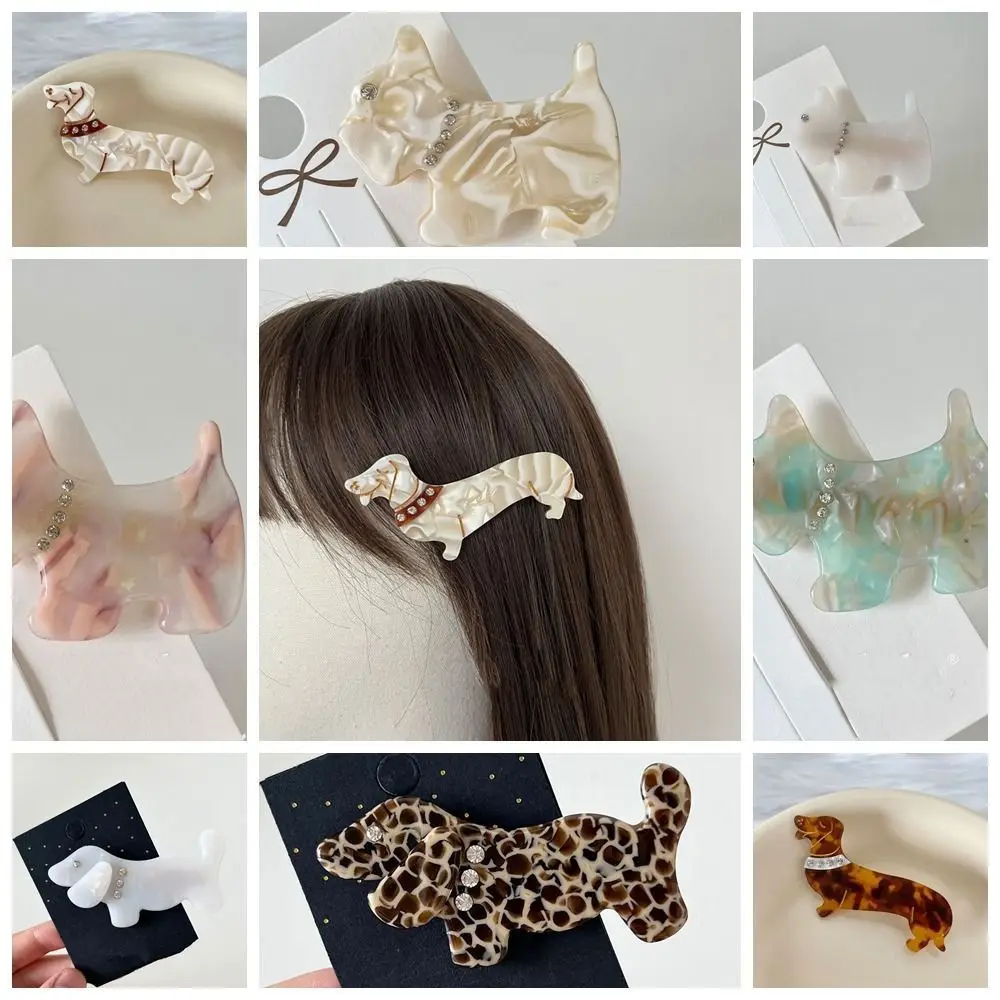 

Acetic Acid Acetate Animal Dog Hair Clip Diamond Y2k Dachshund Hairpin Headdress Headwear Rhinestone Dog Duckbill Clip Daily
