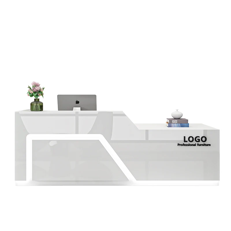 Modern White Reception Desks Office Checkout Counter Bar Counter Cabinet Woman Mostrador Negocio Size