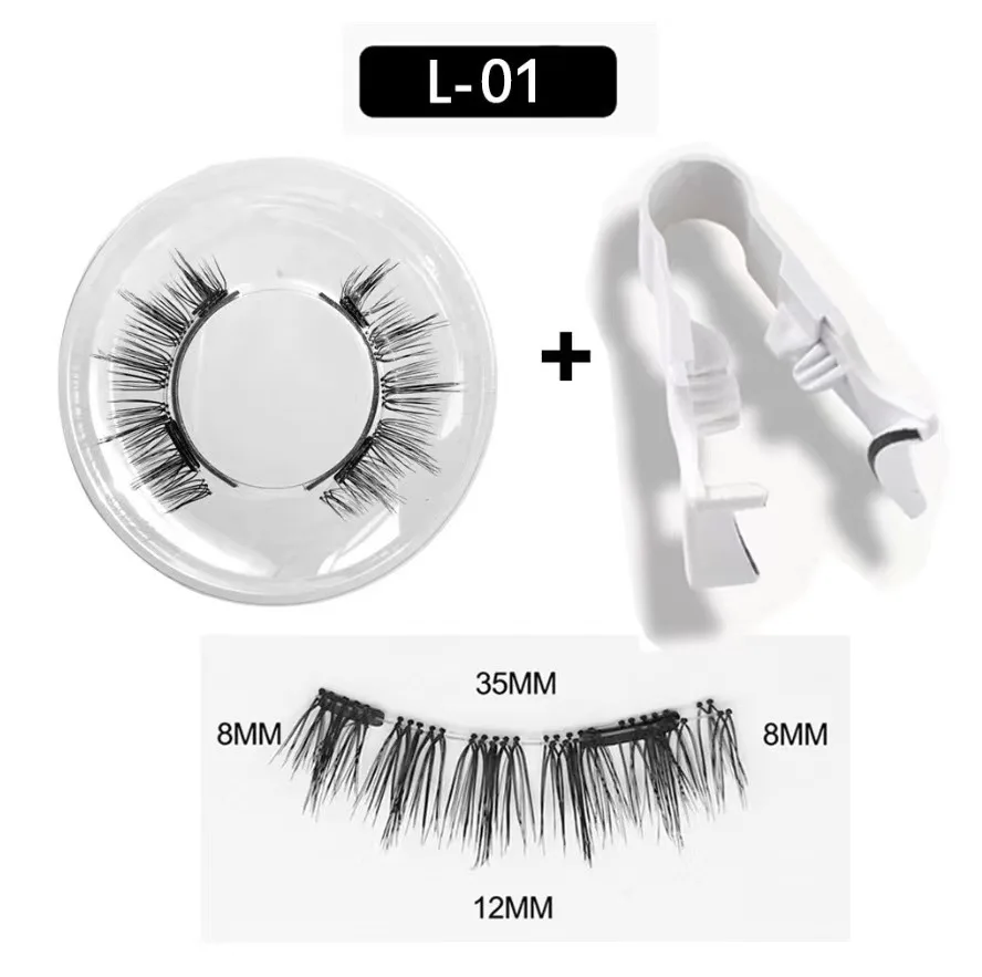 1pair Magnetic Eyelashes Handmade 3D Natural Magnetic False Eyelashes Enlarge Eyes Reusable Tweezers Set