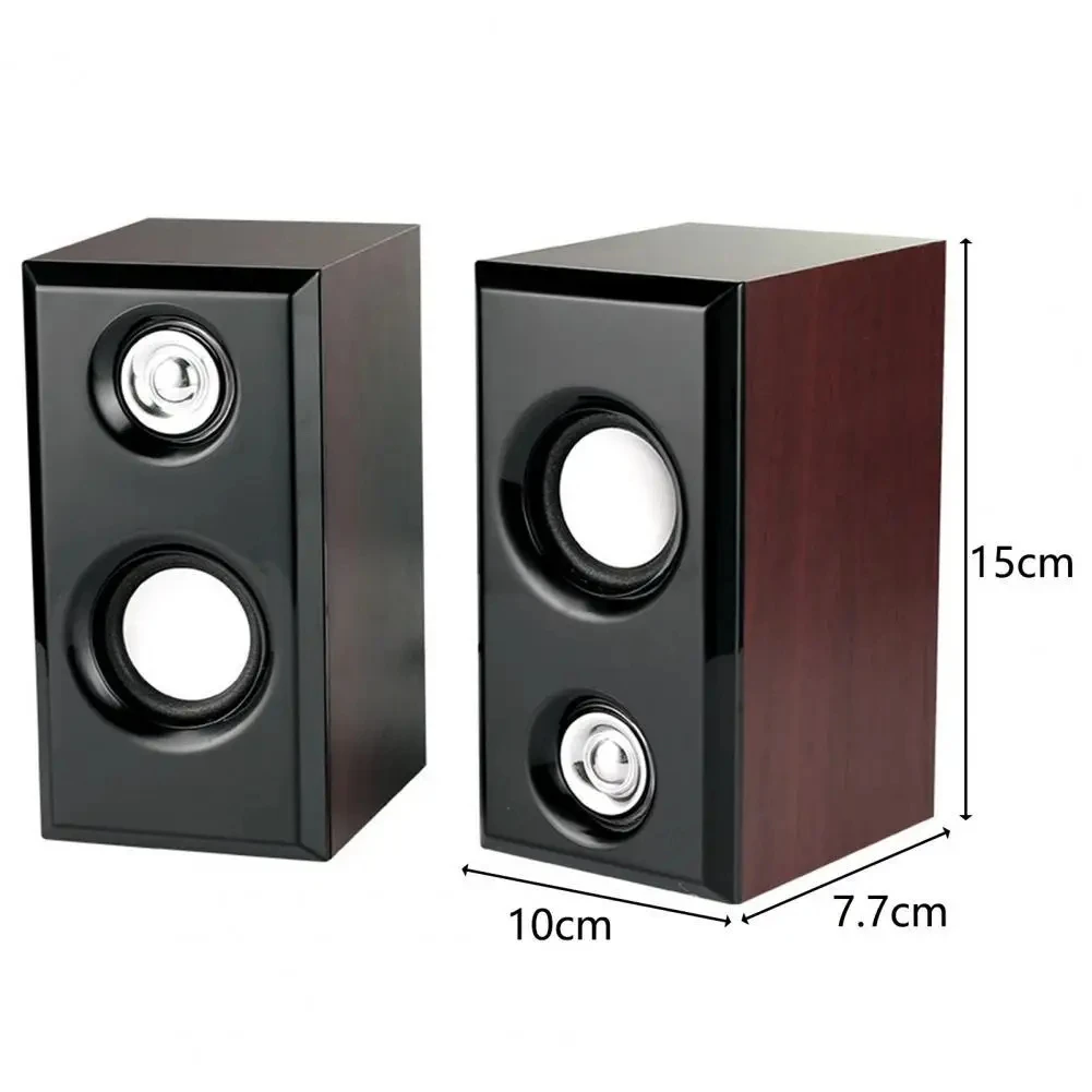 USB Wired Wood Speakers Bass Stereo Subwoofer Sound Box 3.5mm AUX Input USB Power for Desktop PC Smart Phone