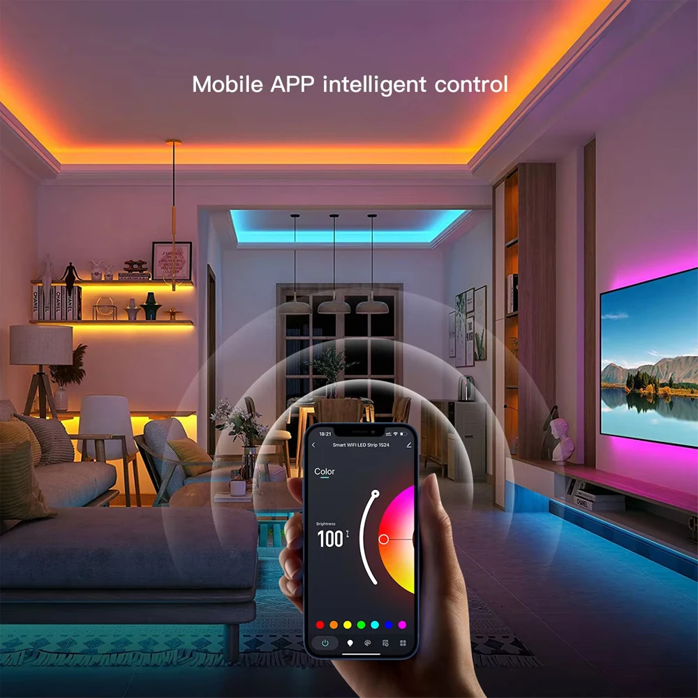 USB 투야 와이파이 COB RGB LED 스트립 5V 1M 2M 3M 4M 5M 리모컨 조절 가능 유연한 캐비닛 룸 게임 조명 알렉사 구글 홈용