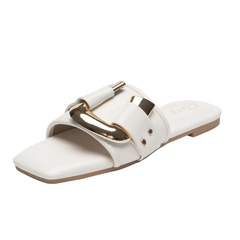 Bailamos Zapatos de mujer Sandalias de punta redonda y suela gruesa con punta abierta Sandalias romanas con hebilla de metal de verano 2024