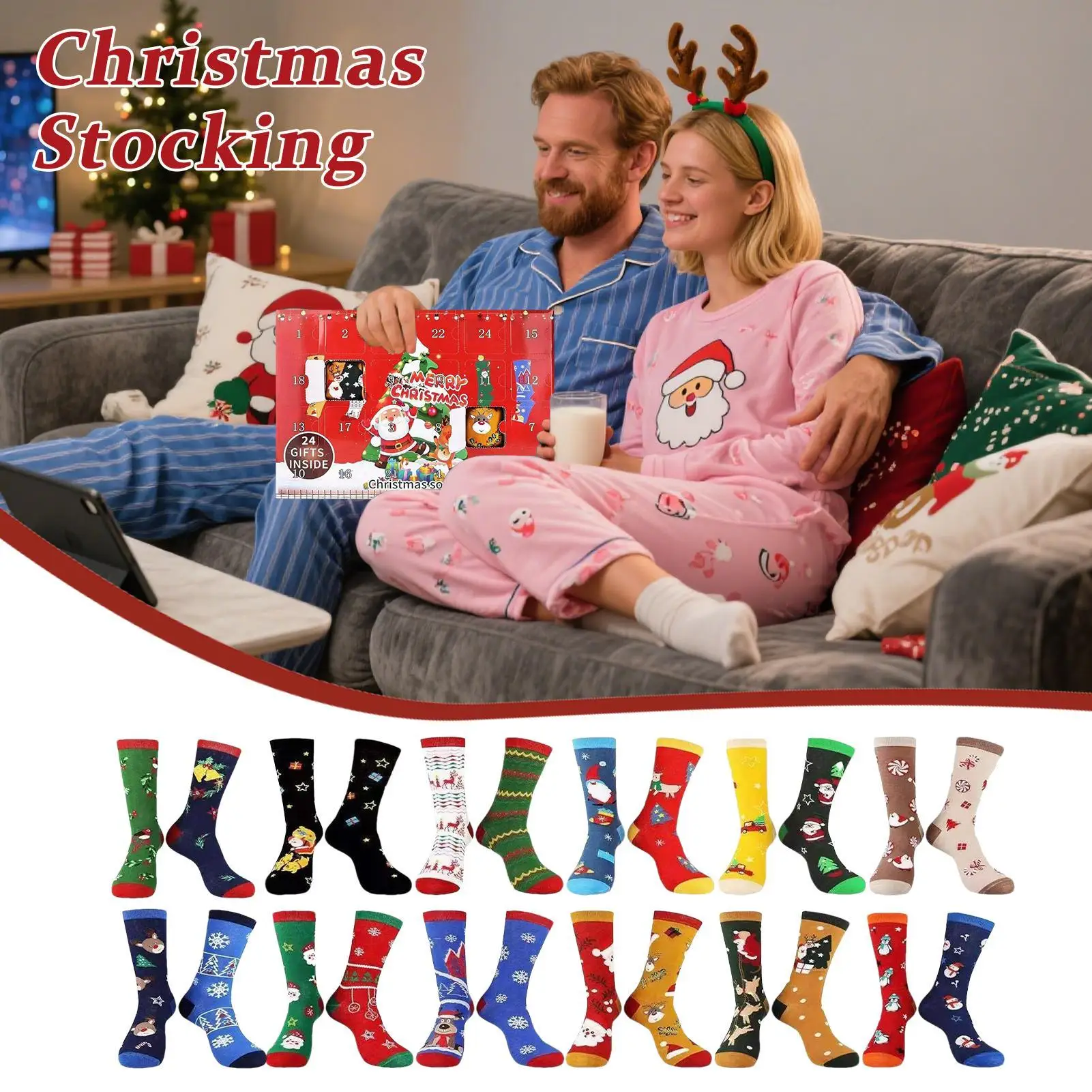 Christmas Advent 2025 24 Days Of 12pair Soft Socks Countdown Calendar for women Christmas Home Supplies for Family Teens Grandma