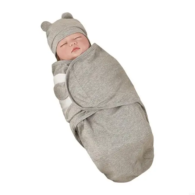 G2AE 2pPcs/lot Spring Summer Baby Wrap Cloth Two-Pieces Set Anti Kick Quilt and Hat 2