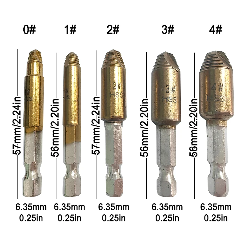 5pc hexagonal handle single head screw extractor set - image 3