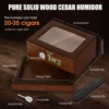 Cigar Humidor Cedar Wood Humidor Cigar Box Glass Top Desktop Humidor with Front Hygrometer Humidifier Divider Accessories Drawer 4