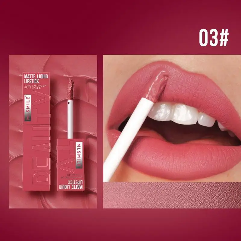 thumbnail image 1 of MLSMILE 6 Colors Non-stick cup Velvet Satin Gloss Lip glaze Mist Liquid matte lipstick Waterproof long-lasting Cosmetics, 1 of 5