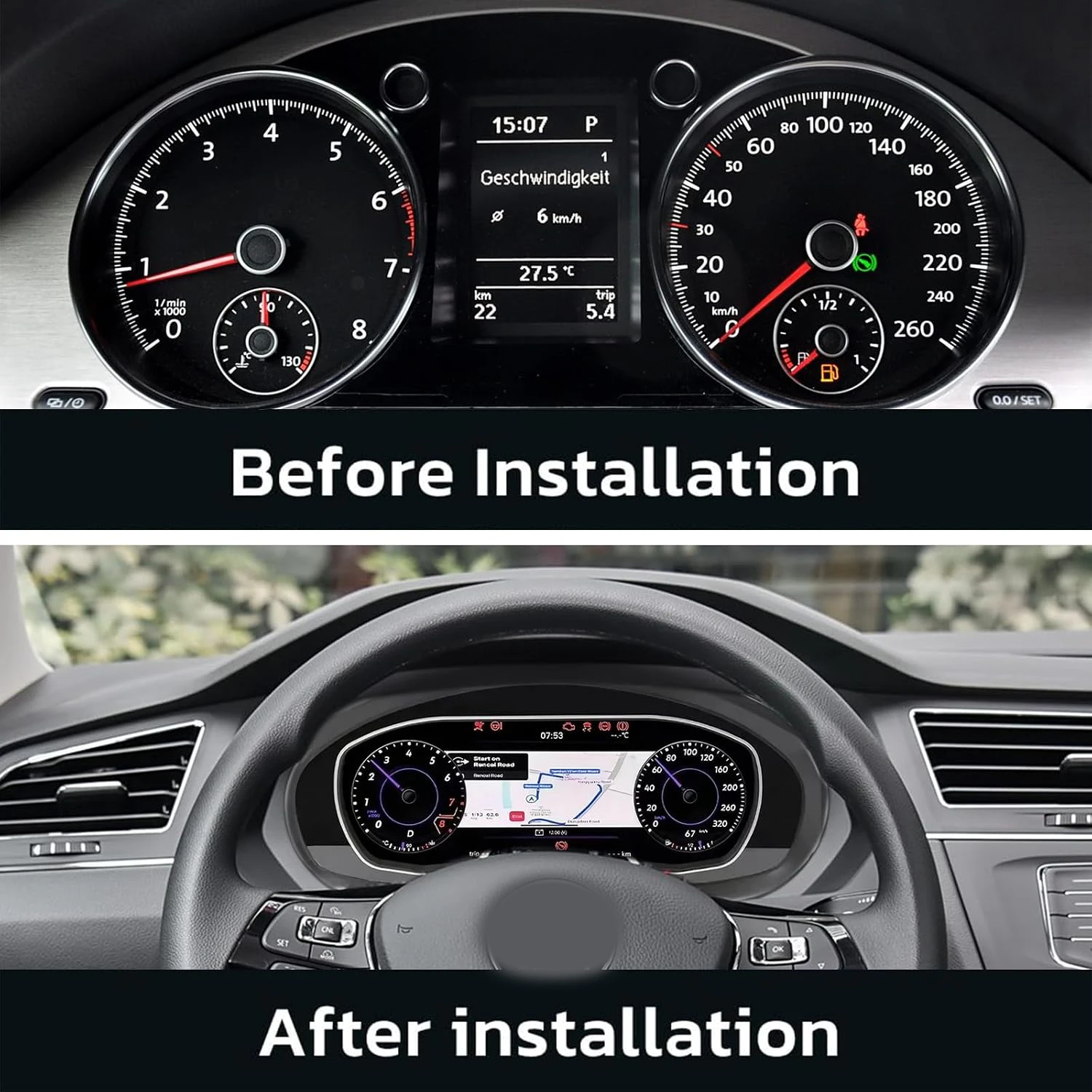 Panel de Instrumentos Digital para Volkswagen VW Tiguan 2009-2014, Pantalla LCD Virtual, Velocímetro, Accesorios para Auto 6
