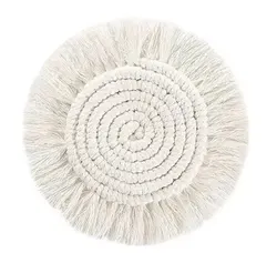 Elegant Non-Slip Cotton Round Placemats - Set of 2 (2pcs white)