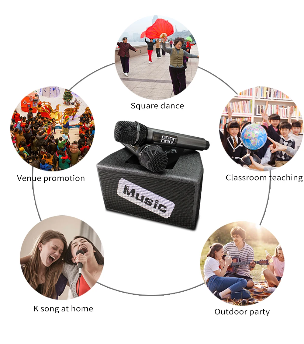 YARMEE Professional Wireless Karaoke Singing System With 2 Microphone Bluetooth Speaker Vioce Amplifier For Home KTV Party