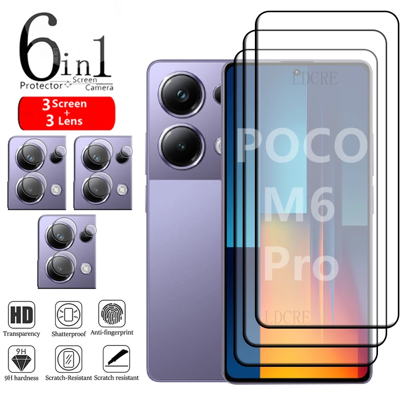 Película Protectora De Pantalla De Vidrio Para Xiaomi 13T 12 11T Pro POCO  C55 C51 C50 M6 5G De Cámara Templado Con Pegamento Completo