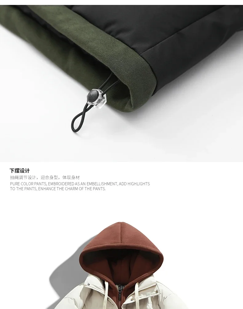 Description Picture 6 of itemMen Hooded Thick Warm Colorful Bubble Coat Winter Jacket 2024 Mens Streetwear Hip Hop Parka Korean Black Clothes Puffer Jackets