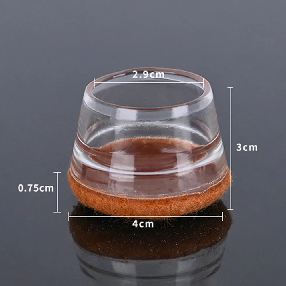 Clear Silicone Chair Leg Protectors with Felt Pads - Non-Slip Floor Savers and Noise Reducers