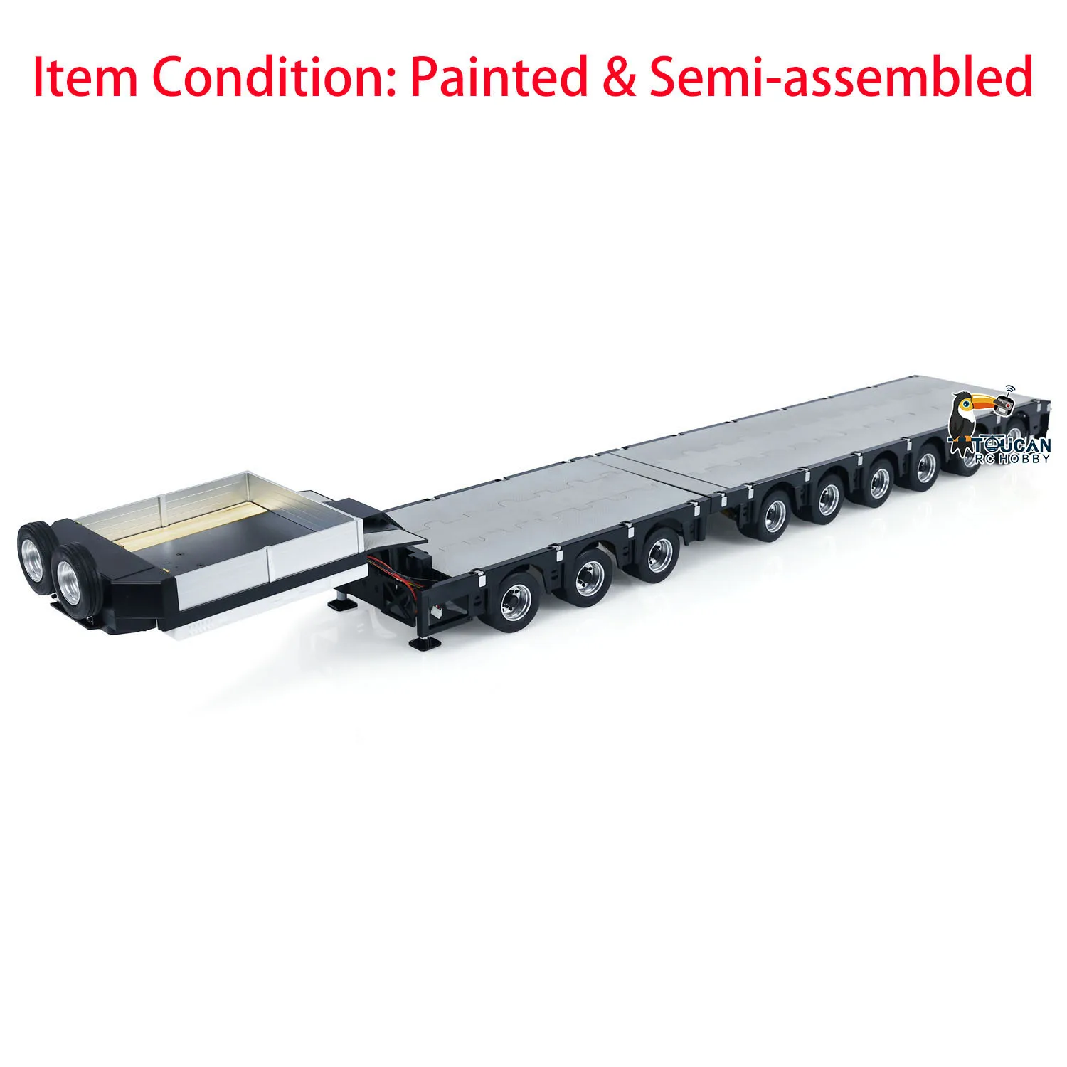 1/14 Accessories 9 Axles Metal Trailer Extendible Trailers Spare Parts for Toys RC Tractor Truck Car Vehicle Models TH23522 3