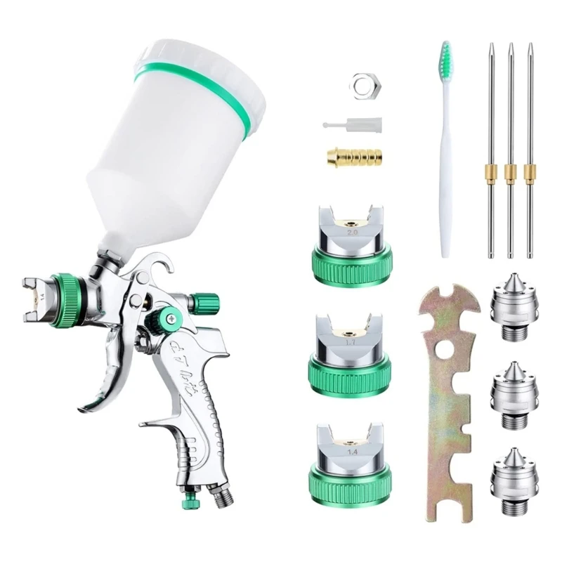 Air Guns Professional Air Paint Kits with 4 Nozzles 1.4/1.7/2.0/2.5mm Nozzle and 600cc Cups for Painting Dropship