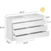 8 Drawer Dresser w LED,White Dresser, 8 Chest of Drawers w Deep Drawers Glass Top High Gloss Surface,Storage Organizer Cabinet 2