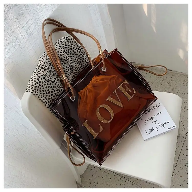Stylish Transparent Tote for Women, Versatile PVC Shoulder Bag with Roomy Space_voghion.com