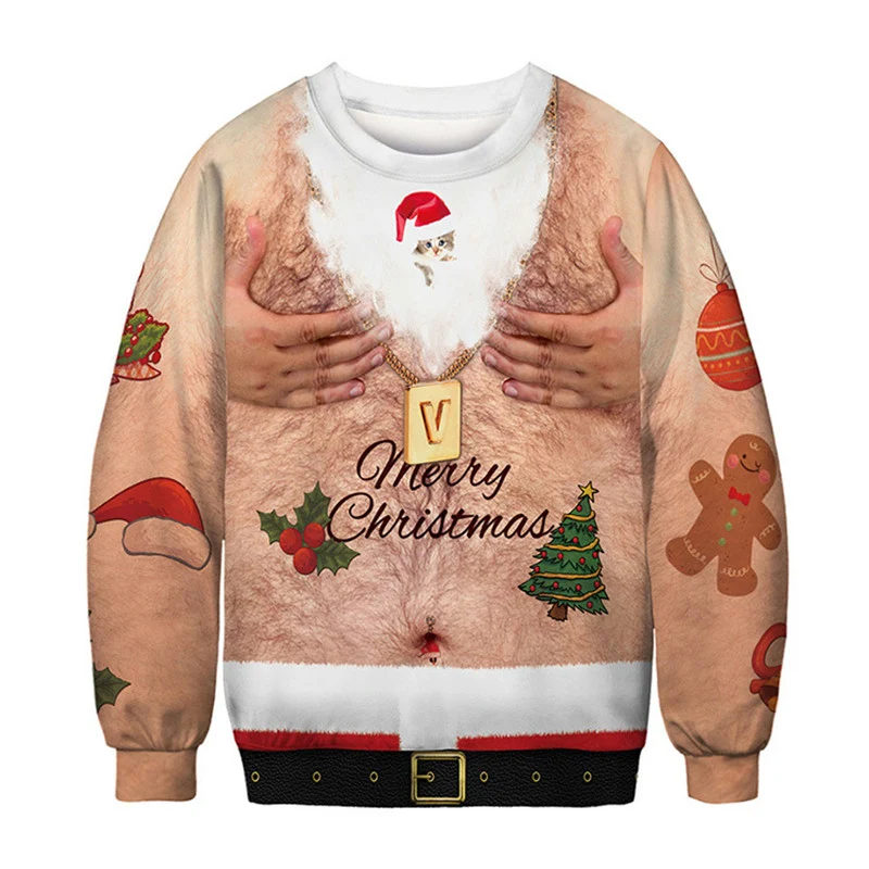 

Ugly Christmas Pullover 2022 Men Women Crewneck Long Sleeve Spoof 3D Print Sweatshirt