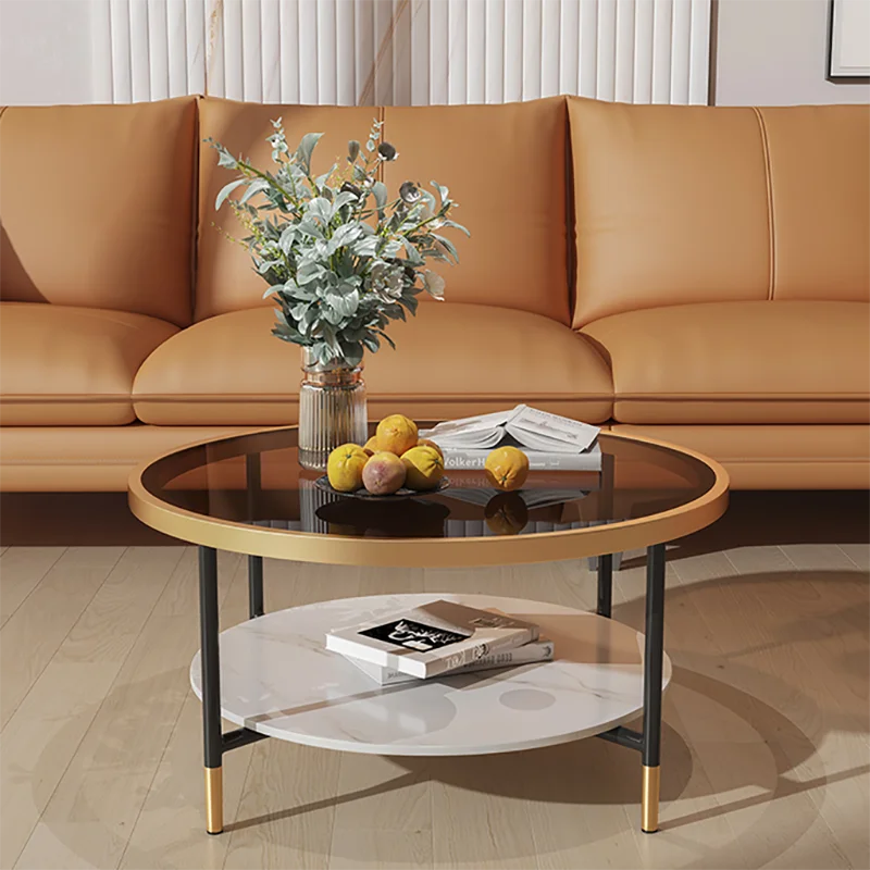 

Small Unique Coffee Table Luxury Round Glass Books Living Room Table Bedroom Modern Low Kitchen Muebles Hogar Home Furniture
