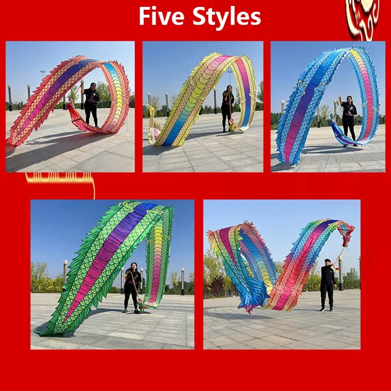 3D Leading 8/10/12m Square Fitness Dragon Dance Red Adult Chinese New Year Dragon Dances Ribbon Stage Performance Props 6