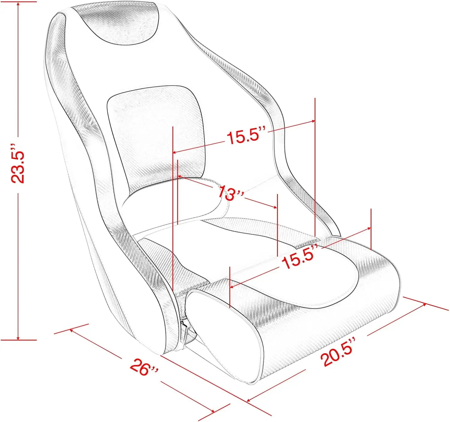 Leader Accessories Two Tone Captains Bucket Seat Boat Seat Premium Sports Flip Up Boat (Model C-White/Red)