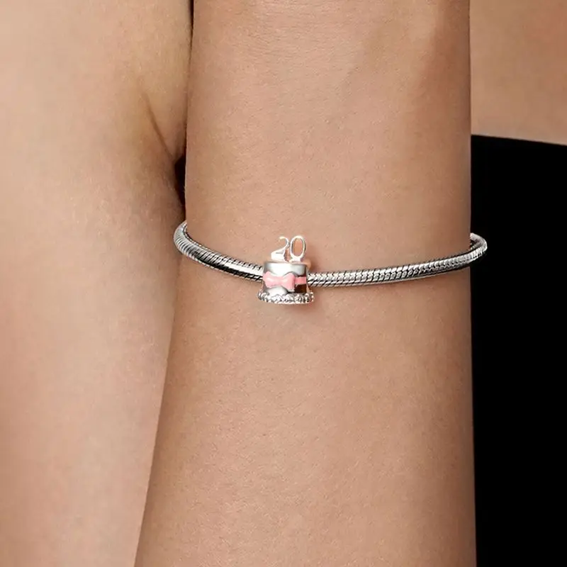 925 Sterling Silver Happy Birthday Anniversary Celebration Beads Charm Fit Original Pendant Bracelet Jewelry making Women Gift 4