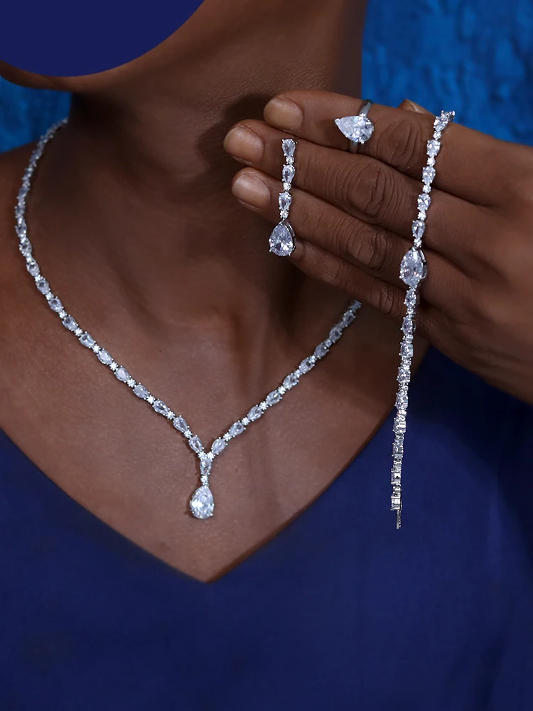 ASNORA High Quality Cubic Zirconia Bridal Wedding Jewelry Water