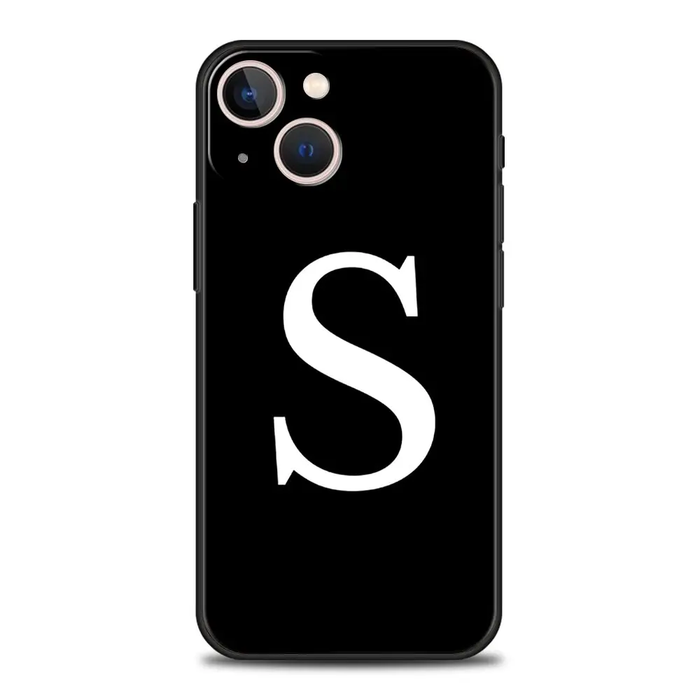 Elegant Customizable Initial Letter Black Phone Case - Luxury Fashion Cover