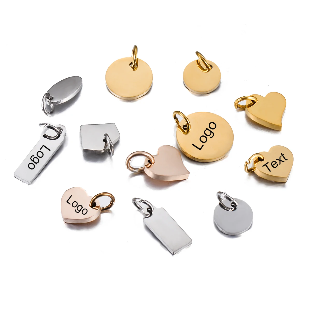 10pcs/lot Stainless Steel Both Polished logo Tags Charms for DIY Jewelry Making Personalized name logo disc