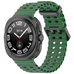 Premium Marine Band Silicone Sports Strap for Galaxy Watch Ultra 47mm - Smartwatch Accessory Bracelet (Green 10)