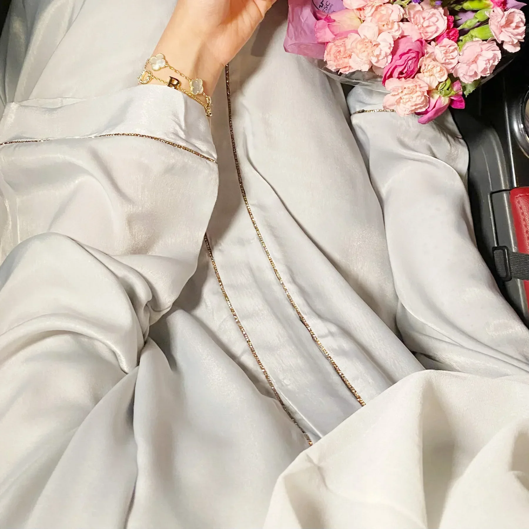 Eid Satin Abaya Kimono Muslim Coat Open Abayas for Women Dubai Luxury 2024 Ramadan Turkey Party Hijab Dress Islam Kaftan Robe
