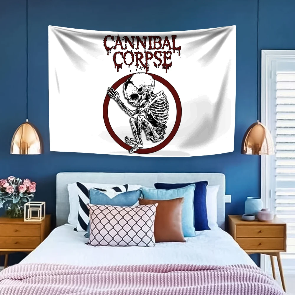 Tapestry Decorations Heavy Metal Band Tapestry Cannibal Corpse Rock Music Home Decor Aesthetics Wall Hanging Covering Cloth Dormitory Background