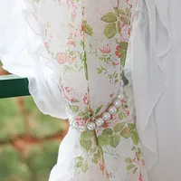 Idyllic American Rural Flowers Window Tulle Door Curtains Floral Gauze Warp Ruffled Door Curtains for Kitchen Balcony #A119 2