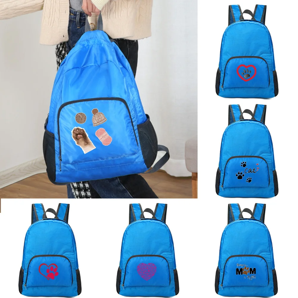 

Carry Travel Bag Foldable Backpack Portable Hiking Camping Sport Climbing Organizer Women Handbags Dog Footprints Pattern