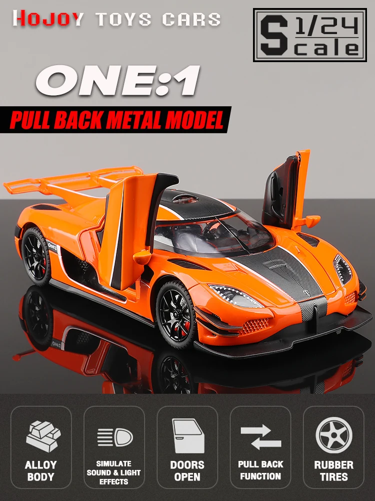 1:24 Scale Koenigsegg One:1 Supercar Diecast Alloy Car Model Sound And Light 12 1:24 Scale Koenigsegg One:1 Supercar Diecast Alloy Car Model Sound And Light